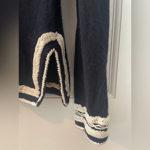 J. Crew Deep Navy Lightweight Sweater Shirt with Cream Contrast Trim - Picture 4 of 5